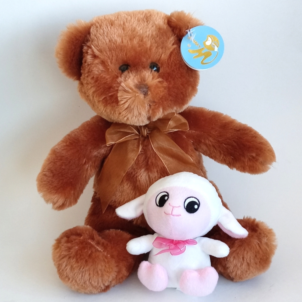 Set Stuffed Animal Bundle Teddy Bear, White Lamb Soft Plush Stuffed Animals